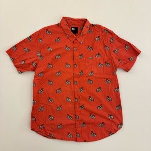 Red Elephant Print RSQ SS XXL Men’s Button Shirt Short Sleeve 2XL